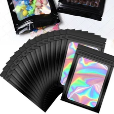 100pcs Resealable Smell Proof Mylar Holographic Packaging Bags Food Storage Bag⇓