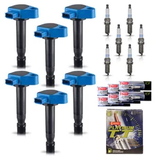 6 Ignition Coil Blue & 6 Denso Platinum Spark Plug for Honda Odyssey 99-10 3.5L