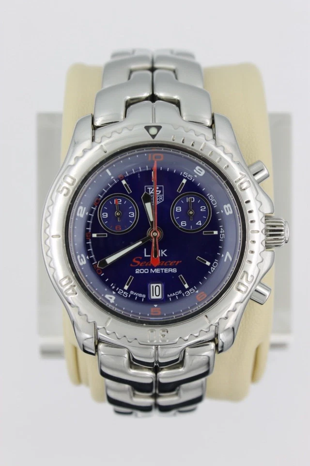 Reloj cronógrafo Tag Heuer CT1115.BA0551 para hombre serie Link Searacer azul plateado Foto 2 de 4