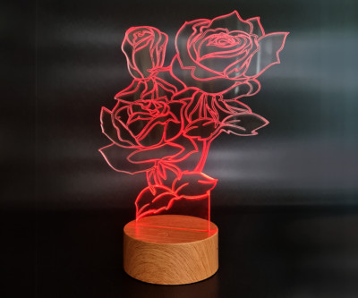 3D Rosenstrauß Design, Acryl Mehrfarbig Lampe/Nachtlicht RBG-LED
