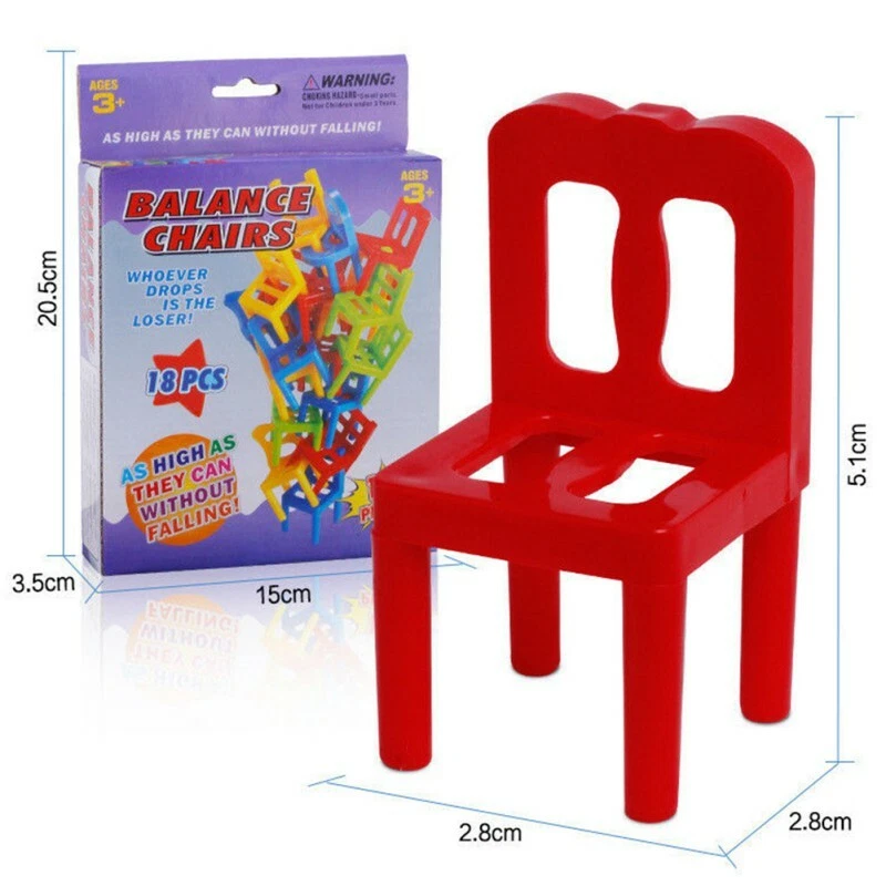 Family Game Balance Chairs Table Board Adult Kids Stacking Game Child 18PCS - Image 3 of 4