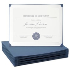 Certificate Holders Single-Sided 48 Pack Navy Blue 8.5x11 Heavyweight 300 GSM Fo