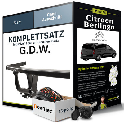 Für CITROEN Berlingo Typ B9 Anhängerkupplung starr +eSatz 13pol uni. 11- AHK