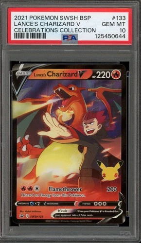 Pokemon Lance's Charizard V Celebrations Coll. Black Star Promo SWSH133 PSA 10