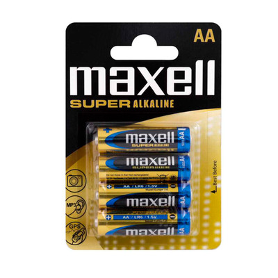 4x MAXELL AA LR6 Alkaline 1,5 V Batterien Super Alkaline Blisterpack