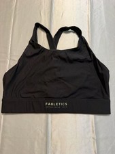 Fabletics Black High Impact Sports Bra with Logo Band and Criss-Cross Straps