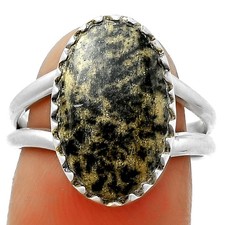 Natural Russian Honey Dendrite Opal 925 Sterling Silver Ring s.7 Jewelry R-1210