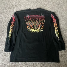 Vans Men's Fire Flame Classic Fit Longsleeve Black Size M