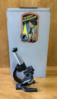 Vintage Gilbert Microscope Metal Case 1960s with Scope
