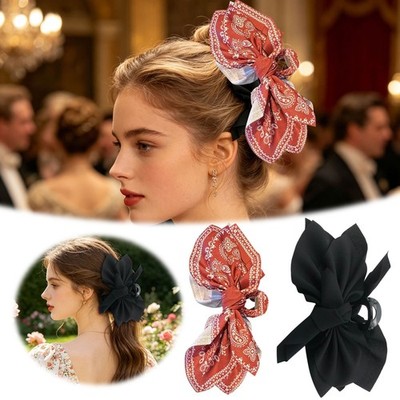 Large Bow Claw Clips For Women Paisley Print Hair Claw Clips Strong Hold