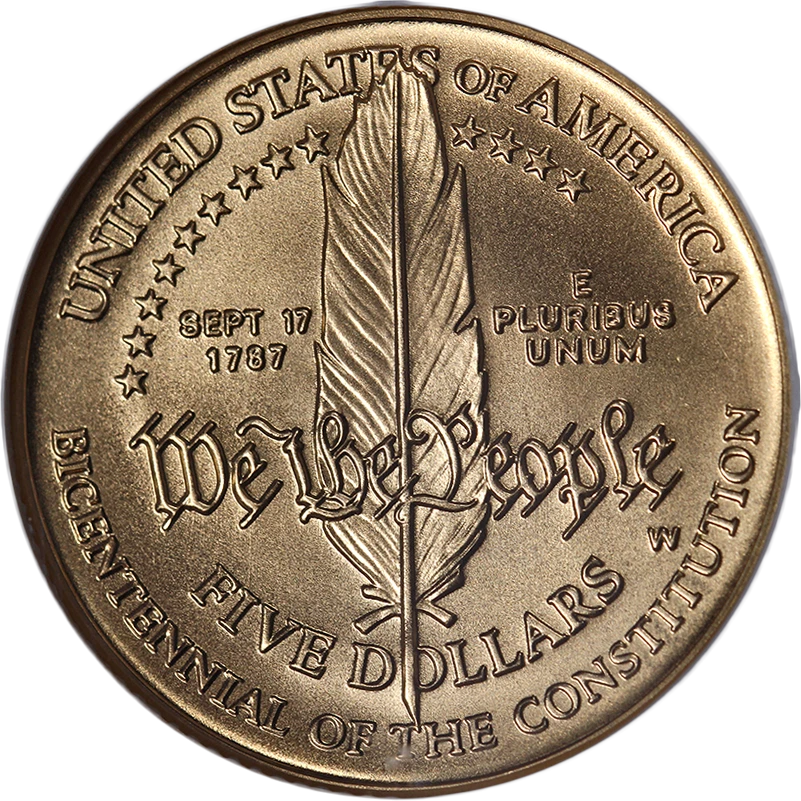 1987-W Constitution Commemorative Gold $5 NGC MS70 - STOCK - Image 2 of 4