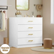 4-Drawer Wood Dressers for Bedroom White/Black