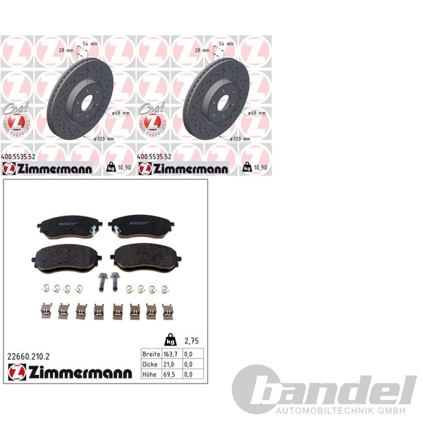 Zimmermann Sport Bremsscheiben 320Mm + BelÄGe Vorne FüR Nissan Navara D23-image