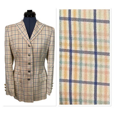 Vtg Escada Pastel Plaid Check Silk Wool Blazer Old Money Luxury Preppy Chic 36 6