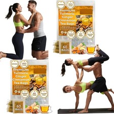 120 Premium Turmeric Ginger Cinnamon Tea Bags, 100 Natural No Additive Support