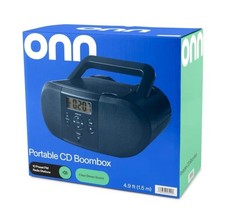 onn. Portable CD Boombox FM Radio CD/CD-R/CD-RW Headphone Jack Blue