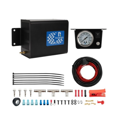 #ad #ad MADONGLI Air Ride Compressor Kit 12V Pressure Gauge System $177.72