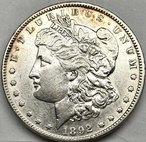 1892-P Morgan Silver Dollar, AU, Philadelphia Mint.