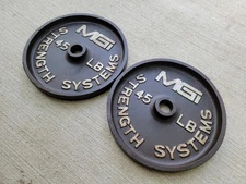 MGI 45 Pound Olympic Deep Dish Weight Plates Vintage