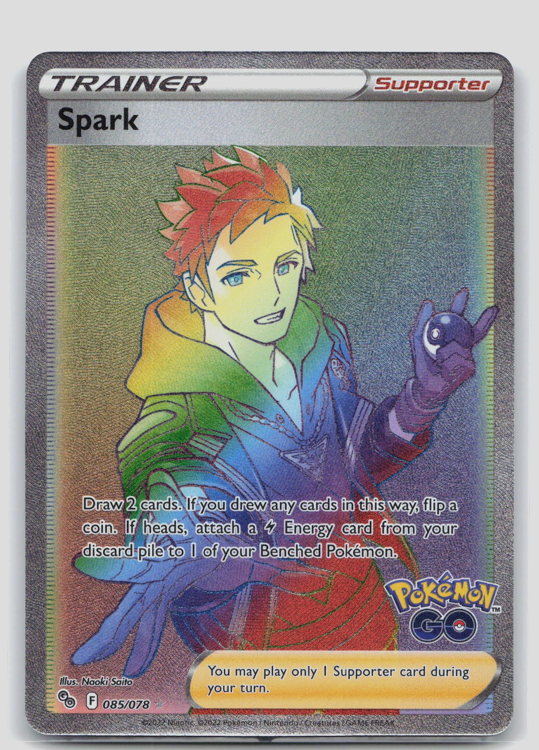 Spark (Secret) Holo Secret Rare Pokemon GO 085/078 NM