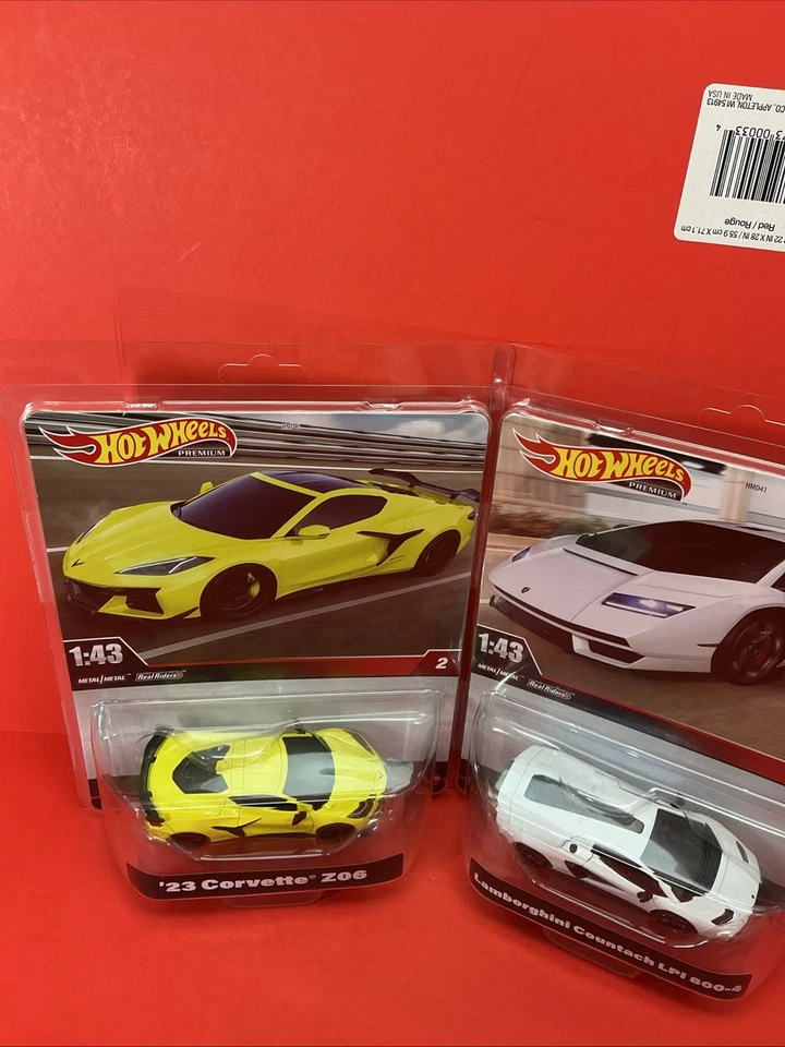 风火轮高级 1: 43 比例 Corvette Z06,兰博基尼 Countach 批量 2 件 — 第 3/4 张图片