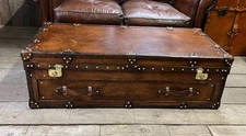 Elegant Leather Storage Trunk Coffee Table Perfect Christmas Gift for Home Decor