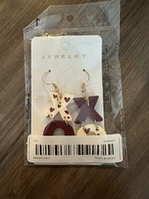 Valentine's Day Women s Earrings Dark Red Gold Accents Dangle Earrings New NWT