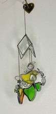 Vintage Stained Glass Hanging Sun-catcher Musical Angels 8  
