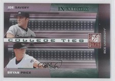 2008 Donruss Elite Extra Edition College Ties Green Joe Savery Bryan Price 9gj