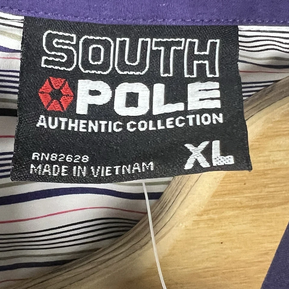 Camisa masculina polo sul XL listrada branca algodão manga longa com botões - Imagem 4 de 4