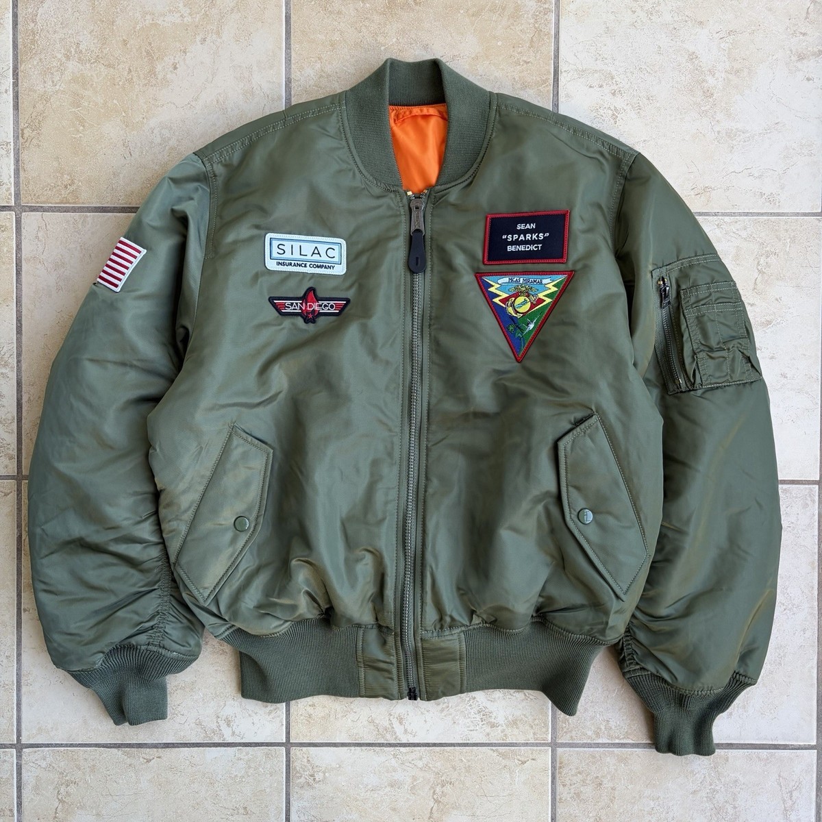 Alpha Industries Jacket Mens Large Green Flight Military