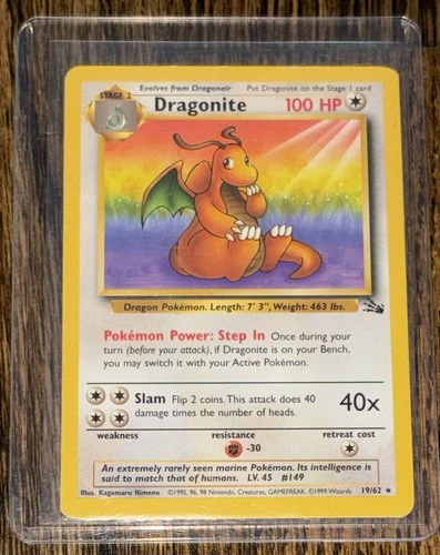 1999 Pokemon Fossil Set DRAGONITE 19/62 Non Holo Vintage NM