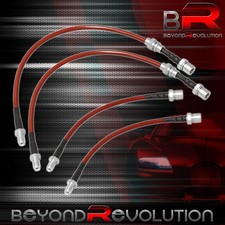 For 1984-1987 Corolla AE86 Trueno Red Stainless Steel Braid Oil Brake Line Hoses