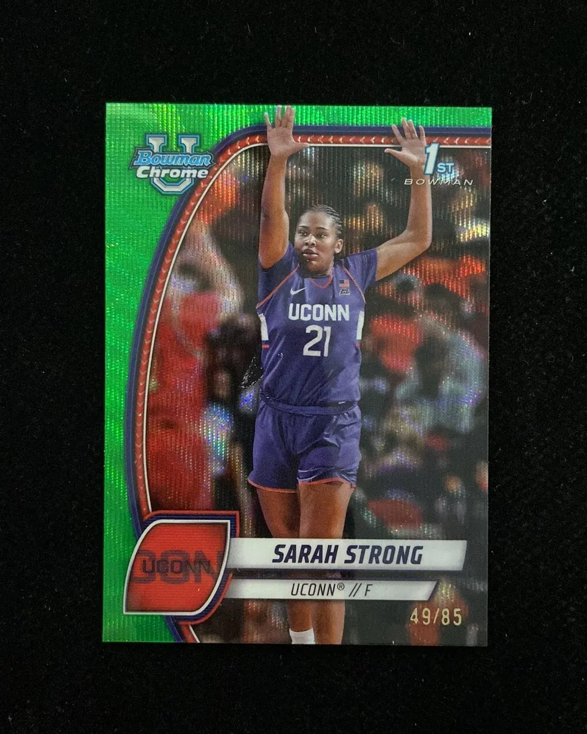 2024-25 Topps Bowman Chrome U Green Wave #62 Sarah Strong 1st 49/85 Uconn -TQ46