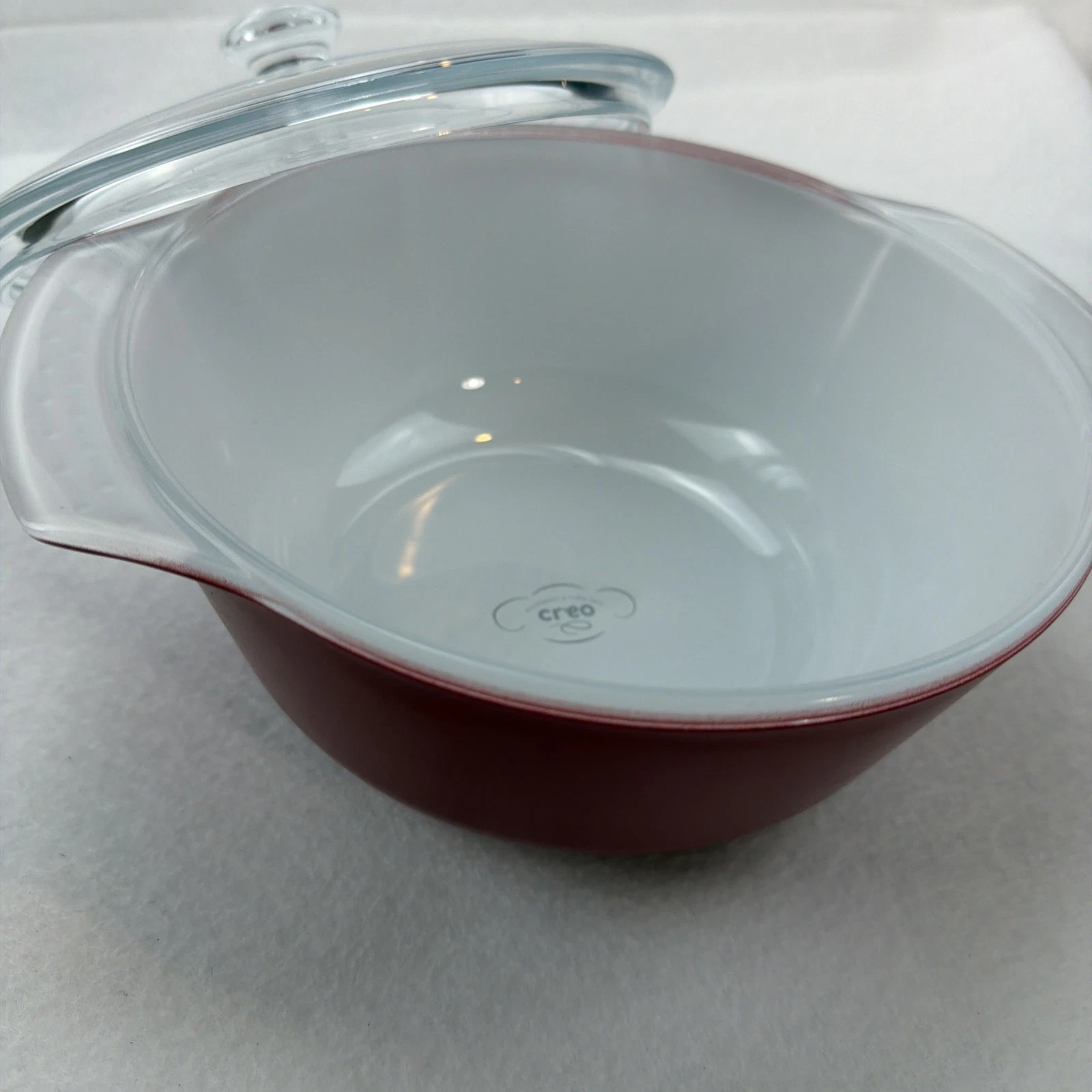 Creo Smartglass 8” Baking Dish Bowl With Lid Red 3.5” Deep Round Superb