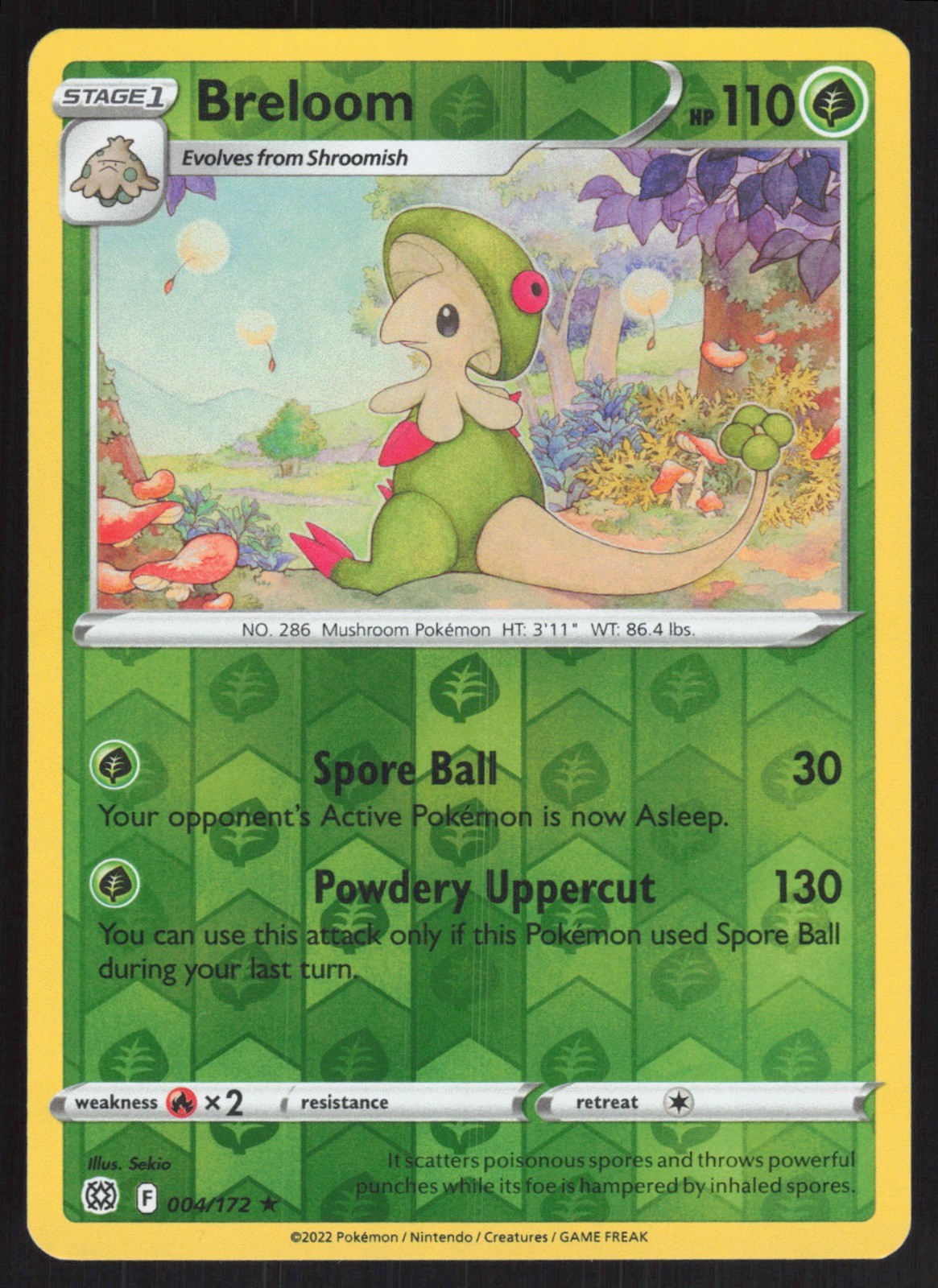 Breloom Reverse Holo 004/172 NM SWSH09: Brilliant Stars Pokemon Card