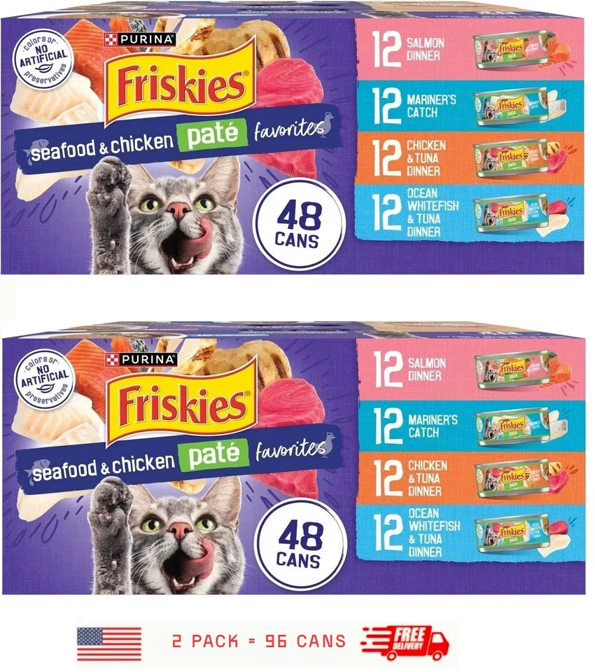 Purina Friskies Pate Seafood&Chicken Variety Pack,Wet Cat Food, 5.5 oz,40-48 Can - Image 4 of 4