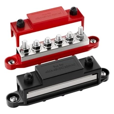 400A Bus Bar 12V Power Distribution Block 6 x 5/16" (M8) Black and Red