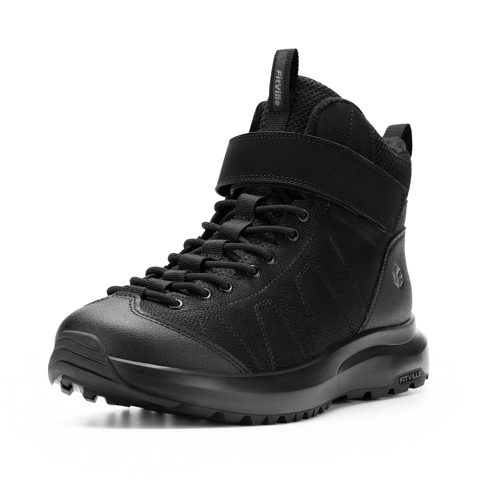 FitVille Hombres Botas de Nieve Extra Anchas Aisladas Cálidas Botas de Invierno Antideslizantes Exterior Foto 2 de 4