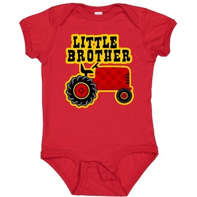Inktastic Red Tractor Little Brother Baby Bodysuit Farm Cute Polka Dot One-piece