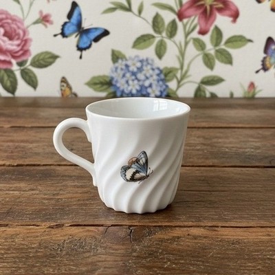 Haviland Limoges Meadow Visitors Demitasse Cup, Vtg Butterflies & Grasses Design