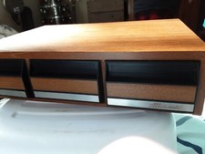 MUSICMATE 42 SLOT CASSETTE TAPE CASE HOME STORAGE UNIT VINTAGE WOODGRAIN