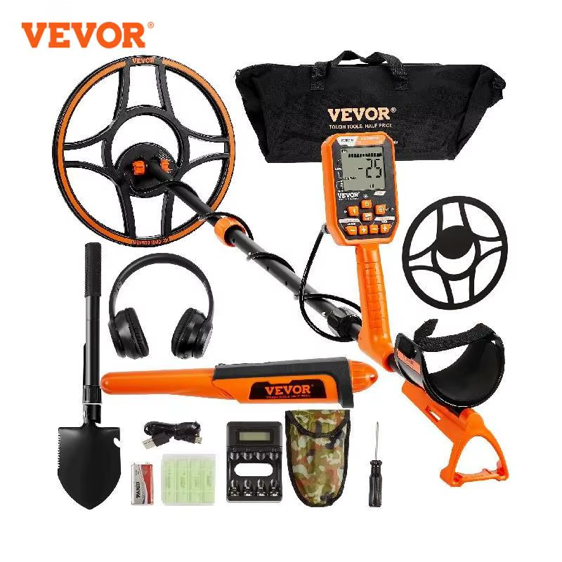 Détecteur métaux VEVOR à 7 modes de détection et écran LCD avec canne ajustable 99-127cm