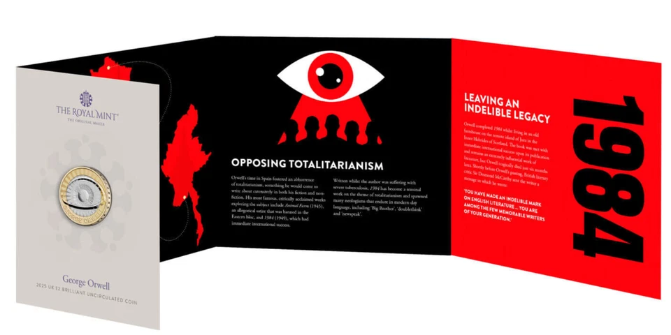 2025 Great Britain George Orwell £2 BU Coin w/ Display Card - Royal Mint - 1984 - Image 4 of 4