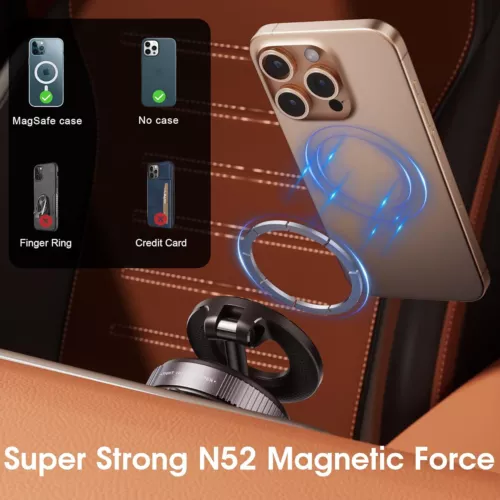 Supporto supporto telefono auto ventosa magnetica regolabile 360° per MagSafe - Foto 7 di 16