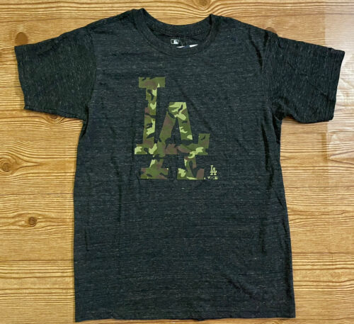 T-shirt homme Fanatics Gray LA Dodgers avec logo imprimé camouflage taille moyenne neuf avec étiquettes - Photo 1 sur 13