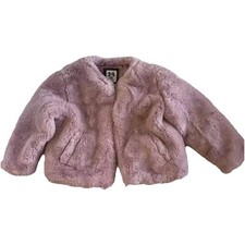 Cotton On Kids Pink Faux Fur Plush Open Front Jacket Coat Size 3/4 Lined Glam