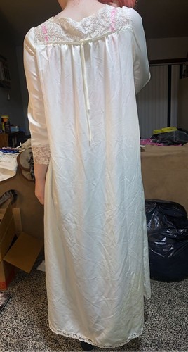 B Altman Christian Dior Night Dress Gown set Ivory Medium RARE 70s Vintage slay - Picture 13 of 14