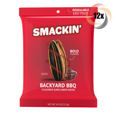 12x Bags Smackin' Backyard BBQ Flavor Jumbo Sunflower Seeds  4oz  Small Batch