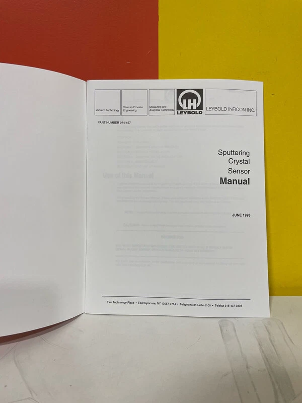 LeyBold 074-157 Sputtering Crystal Sensor Manual - Image 2 of 2
